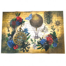 No Tear Chiffon Paper A2 Vintage Balloon & Roses