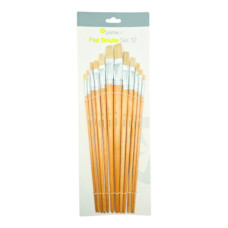 Prime Art Flat Bristle Brush Set 12 Pcs